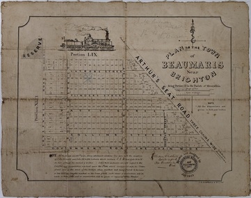 Land sales pamphlet advertising home sites available for purchase in Beaumaris