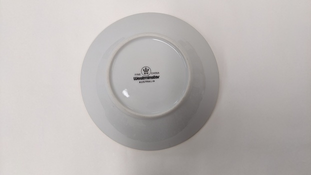 Base of white soup bowl
