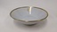 White dessert bowl with gold edging and City of Moorabbin logo 