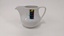 Small white milk jug with purple, green and yellow Moorabbin Arts Centre Logo