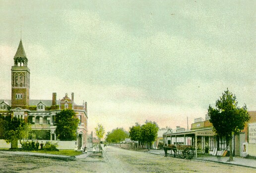 A view down Mentone Parade, taking in the former Coffee Palace