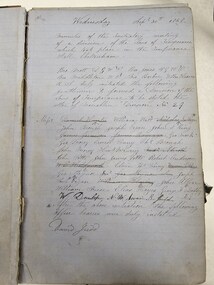Handwritten minutes from the first meeting of the Star of Moorabbin Division of the Sons of Temperance