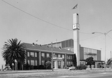 Black and white image of Moorabbin Council Chambers and Town Hall