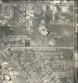 black and white aerial shot of the suburb of Highett