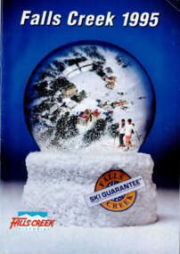 An image of skiers and the Falls Creek Village within a snow globe.