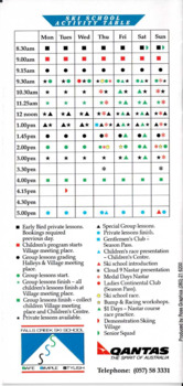 Ski School Activity Timetable and information