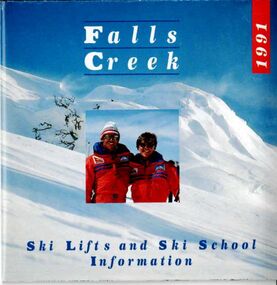 Image of two skiers dressed in red superimposed over a mountainside.