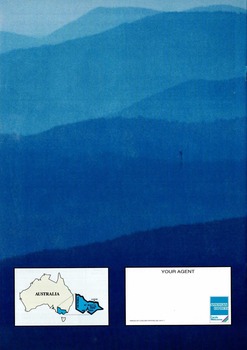 Back cover with background of mountain at night and a map