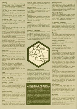 A map set into a hexagon surrounded by text about Park Regulations and facilities