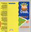 Bright blue and yellow background with symbols of the sun and mountains, Falls Creek emblem and text on left.
