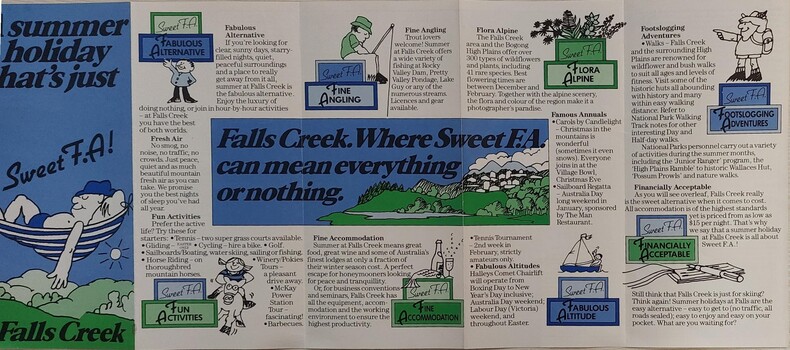 Open Brochure showing a range of activities available at Falls Creek