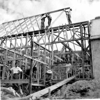 Final roof scaffolding being put into place