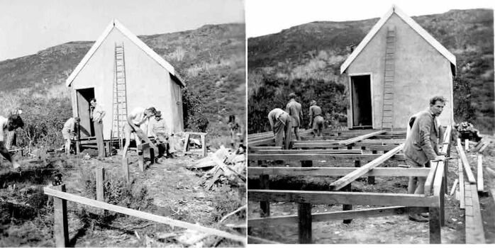 Beginning the floor frame and stumps