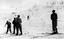 Skiers starting the ascent on the tow c1959 