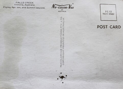 Back of card showing title of image and publisher details