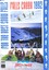 A collection of three images including skiers descending the slope, a view of Falls Creek from above and a four people lying on the snow.