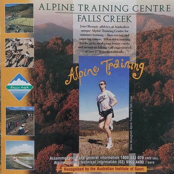 Images of training facilities and an athlete as well as "Train High" logo