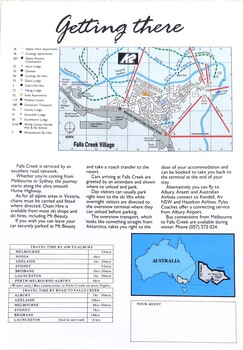 A map and information about trave to Falls Creek.