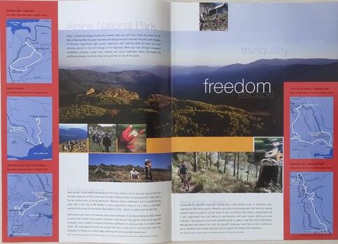 Images and text promoting bushwalking and mountain biking.