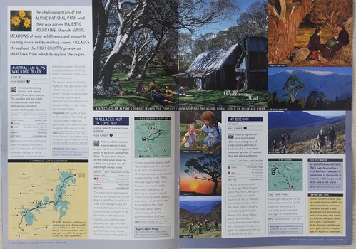 Maps and images of walking trails including Wallace's Hut