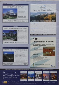 Advertising for Bogong Alpine Village and other venues