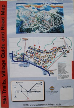 Back cover including maps of Ski Trails, Village Guide and Road Maps.
