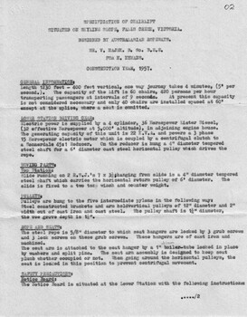 First page of planning specifications for first chair lift at Falls Creek