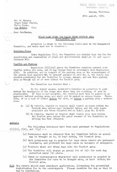 Documentation related to Rules of Falls Creek Tourist Area Regulations 1959