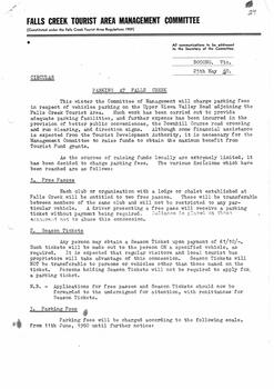 A letter outlining the reasons for introduction of parking fees