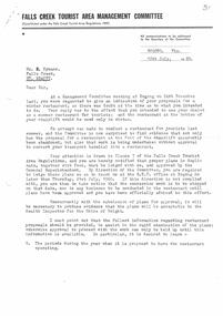 Letter questioning Bob Haymans' actions related to restaurant