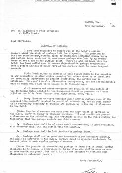 A letter from Management Committee addressing concerns with garbage disposal.