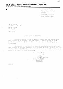 Letter informing Bab Hymans that is application has been rejected.