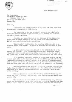 An extensive letter giving rationale for an extended chairlift