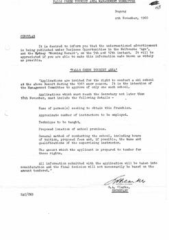 Circular relating details of advertisement for proposed Ski School