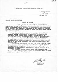 Letter restating regulations related to garbage disposal.