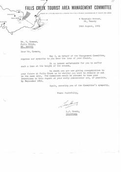 Letter expressing sympathy for the loss of Grand Coeur Chalet