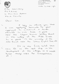 Letter from Bob Hymans re construction of new chairlift