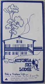 Front cover showing sketch of lodge and two skiers in the foreground