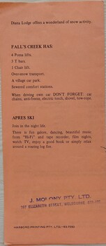 Information about Falls Creek and Apres Ski