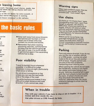 Information about parking and using chains,