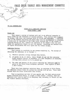 Letter outlining First Aid and Ambulance Services