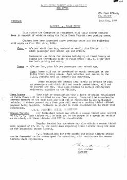 Document outlining parking fee increases from 13th June 1964