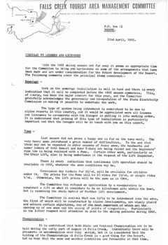 Circular from the Management Committee prior to the 1965 Skiing Season