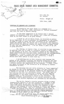 Response from Management Committee to a circular by Harold Cuming