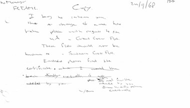 A handwritten note reporting name change of property.