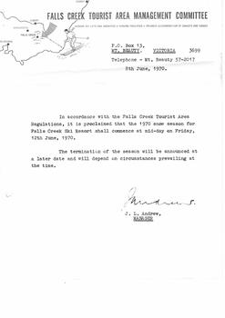 Announcement of season opening date