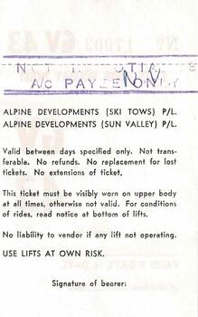 Back of ticket with conditions of use and place for signature.