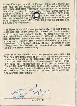 Back of pass showing conditions of use in German, English and French.