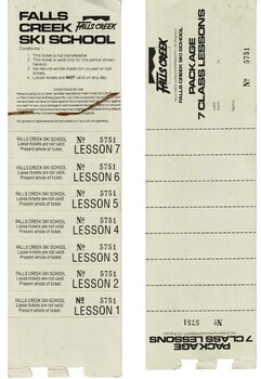 Both sides of ticket for 7 Class Lessons Package