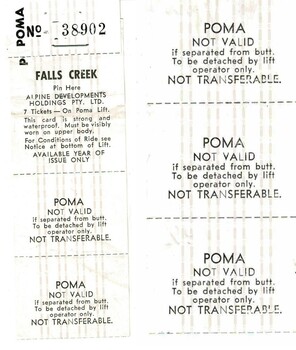 A sheet of seven tickets for the POMA.